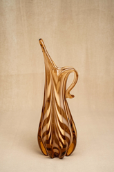 60s Murano MCM Swung Glass Dark Amber Vase